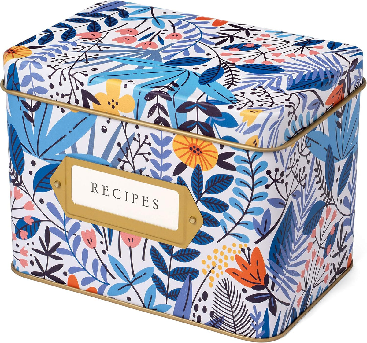 Decorative Recipe Tin Box for Recipe Cards, Greeting Card Holder