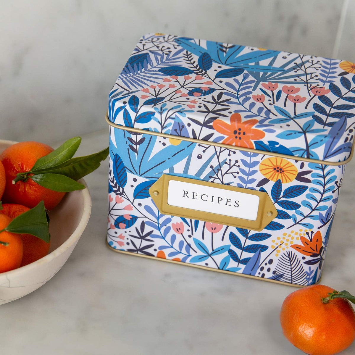 Decorative Recipe Tin Box for Recipe Cards, Greeting Card Holder