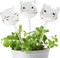 Plant Watering Globes Self Watering Planter Insert Glass Spikes, Hand Blown Clear Automatic Water Bulbs for Outdoor&Indoor Plants, 6.4Oz/190Ml Capacity, 3 Cats