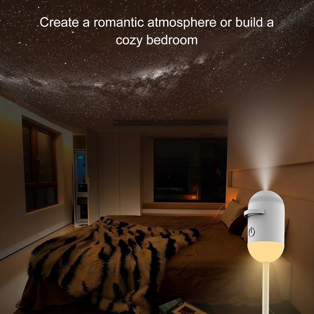 2-in-1 Mini Galaxy Star Projector Night Light USB 360° Rotatable LED Starry Sky Ambient Lamp Sleep Lighting for Bedroom Decor