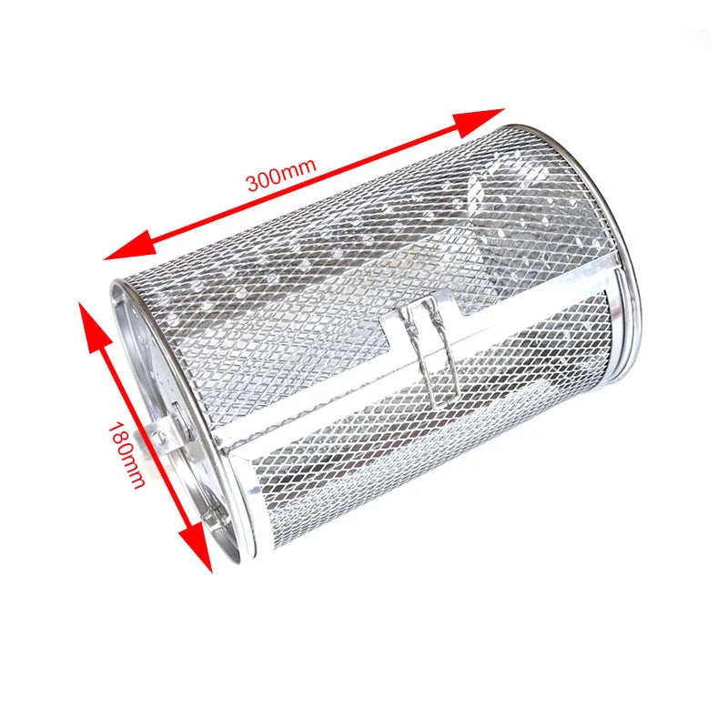 Stainless Steel Grill Rotisserie Oven For Kitchen Fry Basket Coffee Bean Grilled Cage Drum Rack Air Fryer Accessories Universal