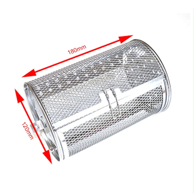 Stainless Steel Grill Rotisserie Oven For Kitchen Fry Basket Coffee Bean Grilled Cage Drum Rack Air Fryer Accessories Universal