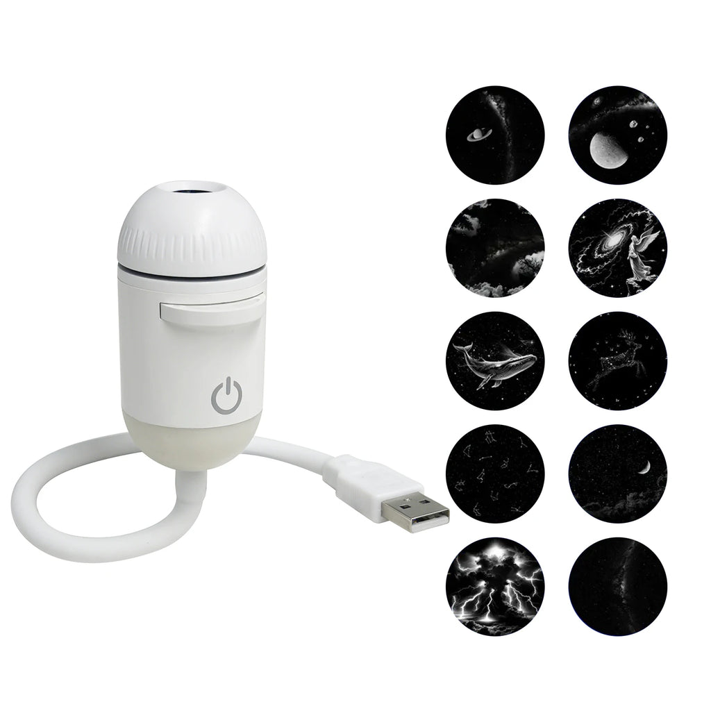 2-in-1 Mini Galaxy Star Projector Night Light USB 360° Rotatable LED Starry Sky Ambient Lamp Sleep Lighting for Bedroom Decor