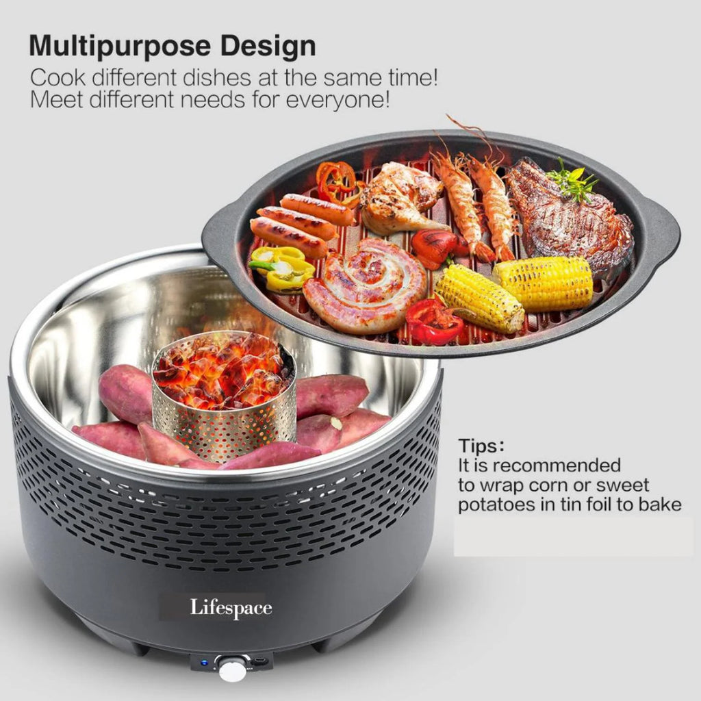 Lifespace Portable Lightweight Charcoal Grill with FREE Dome Lid & Carry Bag