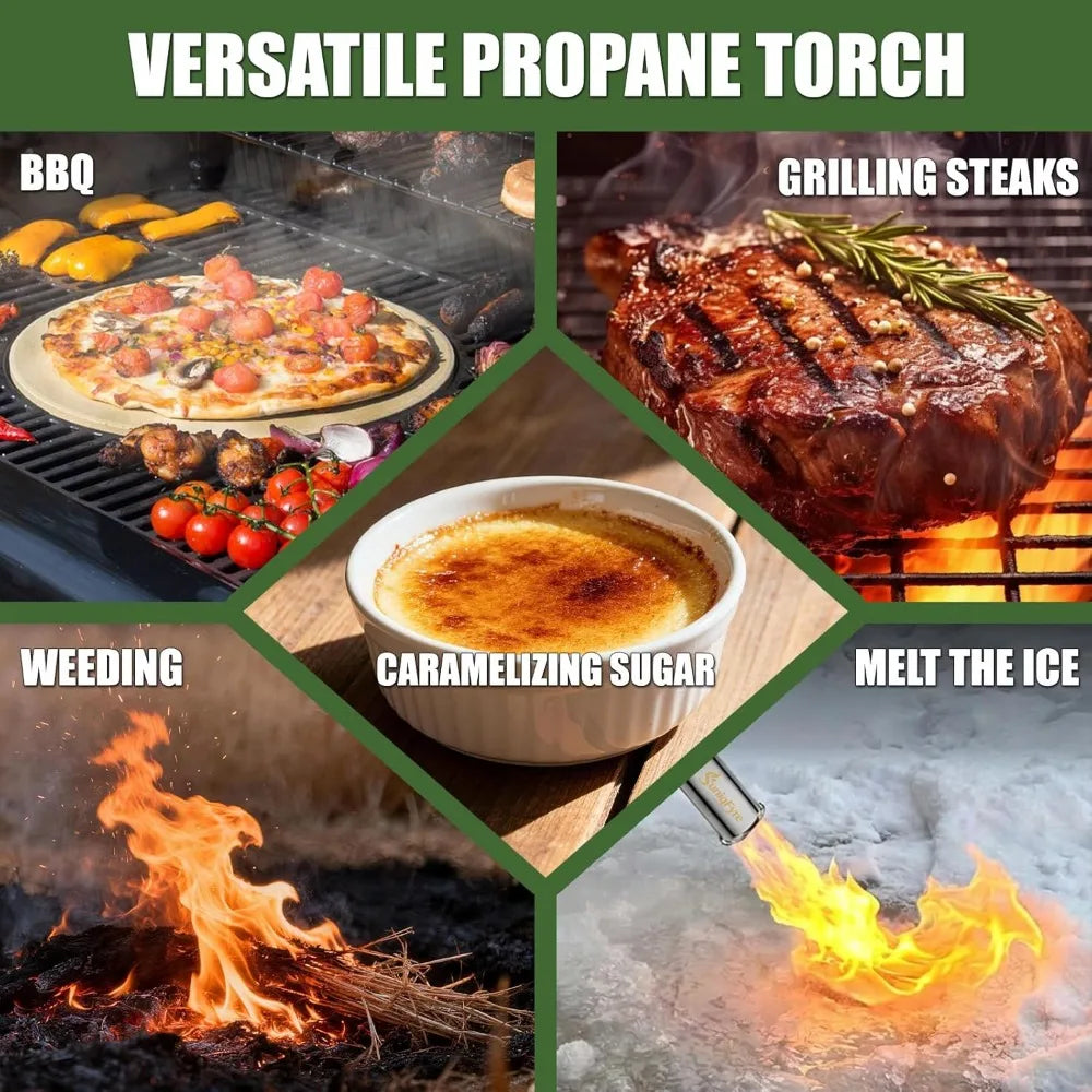 Powerful Propane Torch Gun with Adjustable Flame for BBQ, Searing Steak, Camping & Charcoal Lighter