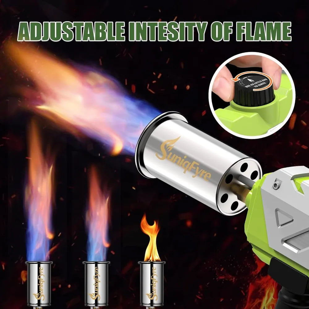 Powerful Propane Torch Gun with Adjustable Flame for BBQ, Searing Steak, Camping & Charcoal Lighter