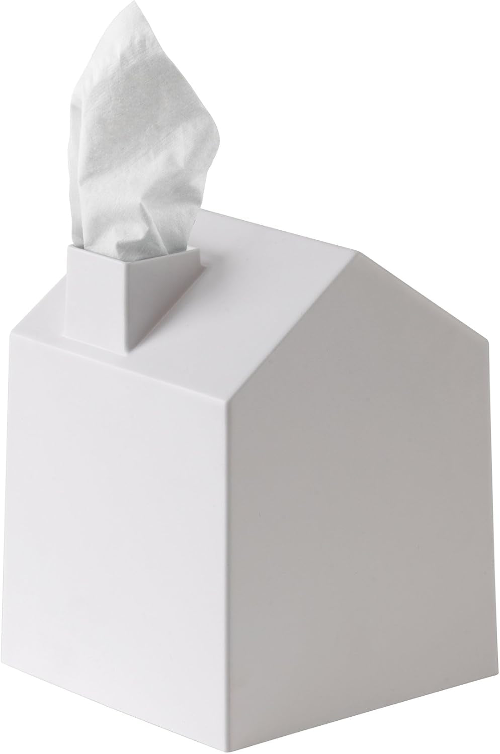Casa Tissue Box Cover, House Shaped Kleenex Box Holder, Square, White | Adds Decorative Touch to Rooms, Easy One Hand Retrieval, Wipe with Damp Cloth, Durable Plastic