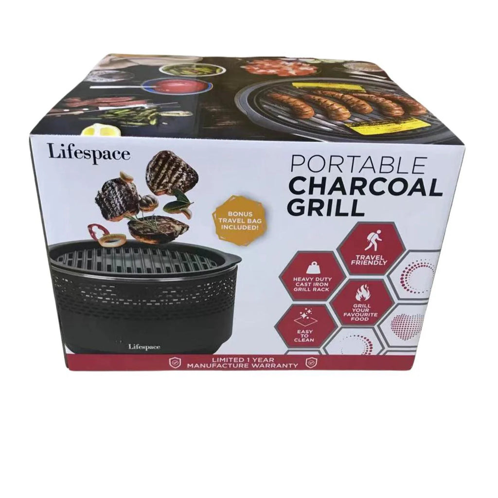 Lifespace Portable Lightweight Charcoal Grill with FREE Dome Lid & Carry Bag