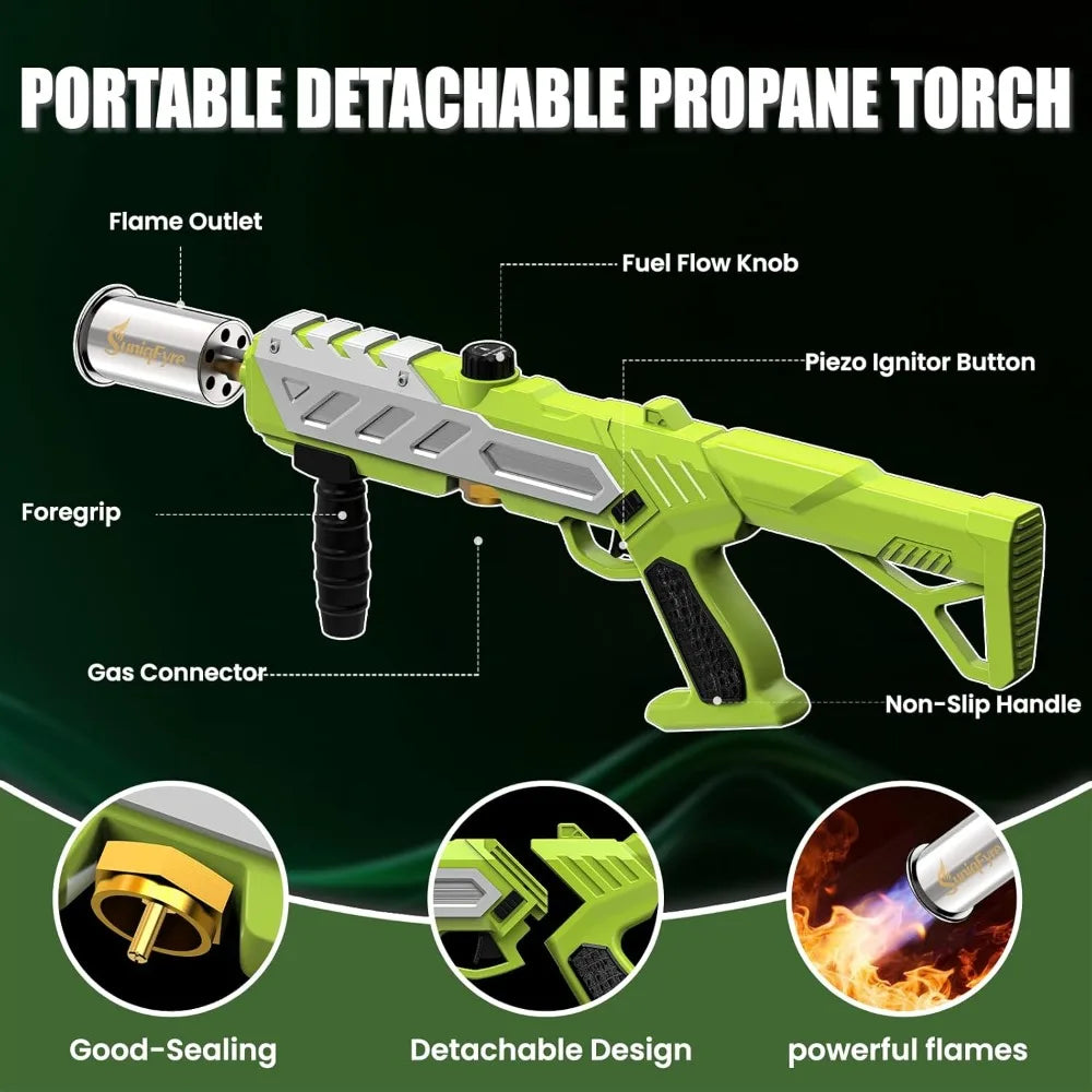 Powerful Propane Torch Gun with Adjustable Flame for BBQ, Searing Steak, Camping & Charcoal Lighter