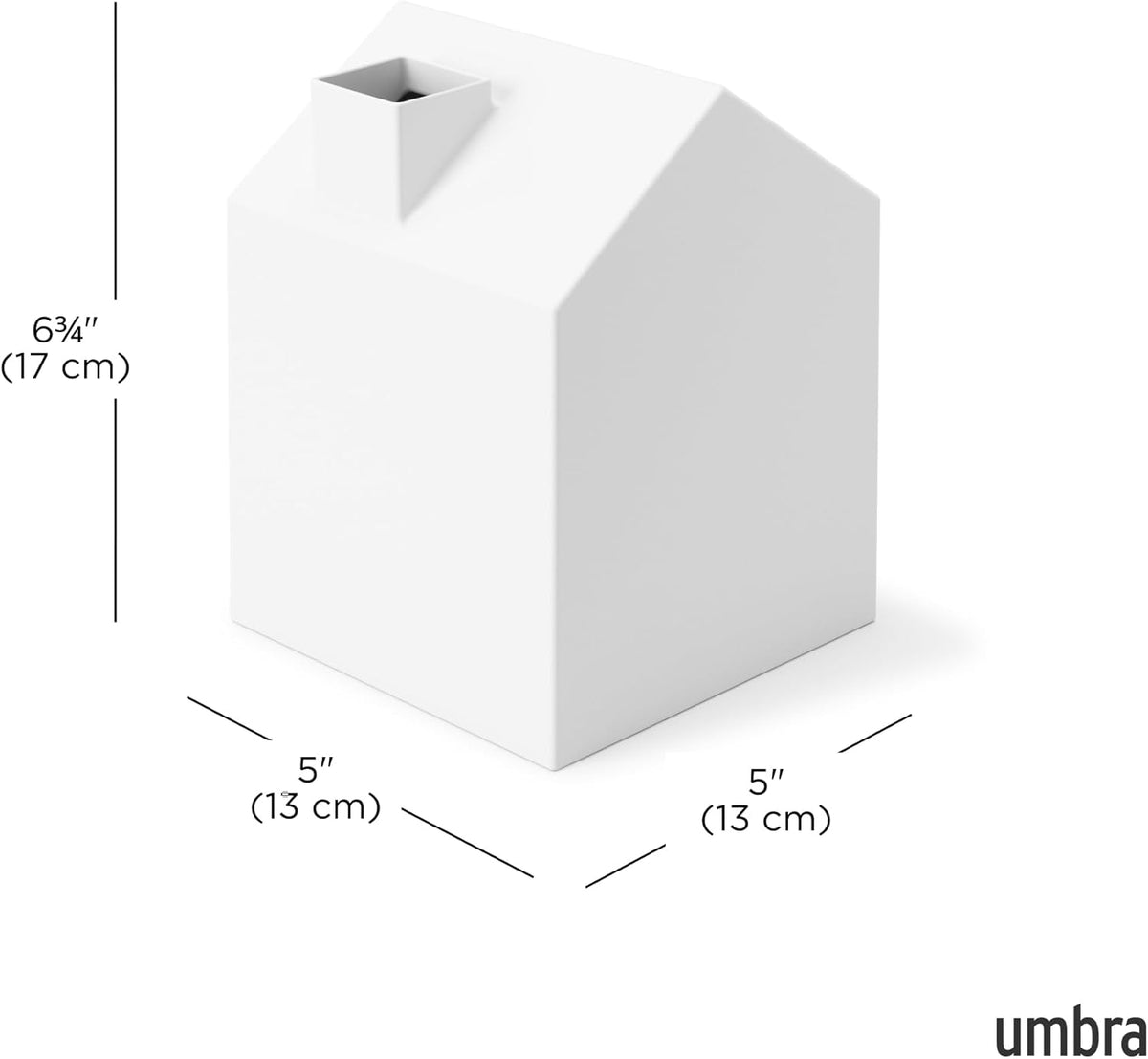 Casa Tissue Box Cover, House Shaped Kleenex Box Holder, Square, White | Adds Decorative Touch to Rooms, Easy One Hand Retrieval, Wipe with Damp Cloth, Durable Plastic