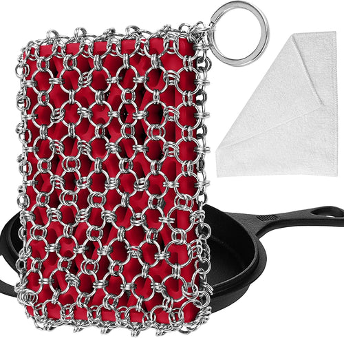 316L Cast Iron Scrubber Cleaner, Large Cast Iron Chain Mail Scrubber