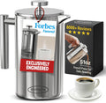 Non-Toxic Large Insulated Stainless Steel French Press Coffee Maker 51Oz Capacity (44 Oz Brew Yield) – Double Wall Metal Coffee Press | Cool-Touch | Mirror Finish | 12 Cups / 6 Mugs