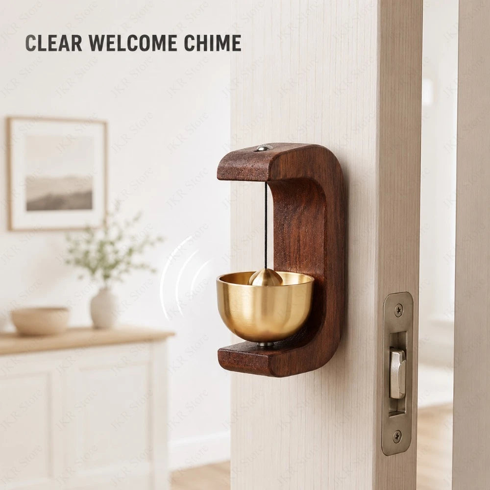 Wooden Doorbell Suction Type Entrance Wind Chime Solid Wood Door Opening Reminder Bell for Home Doorway Housewarming Gift